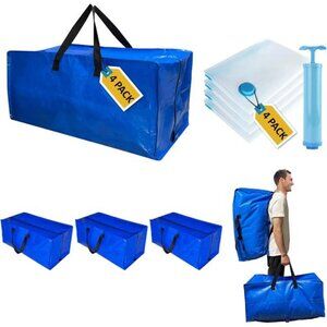 8 Pack Heavy Duty Extra Large Moving Bags with Backpack Straps & Large Vacuum